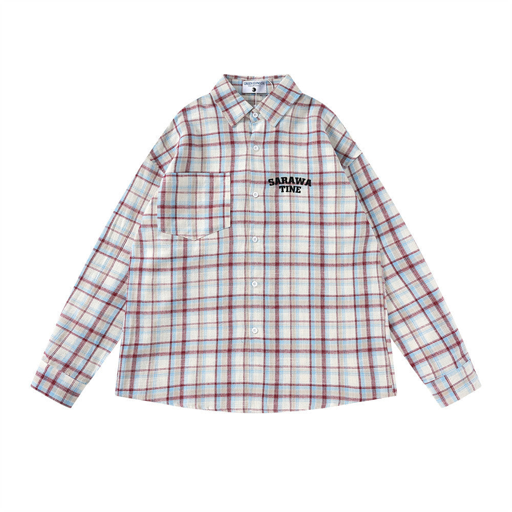 American Plaid Long-sleeved Shirt Men's Spring And Autumn Street