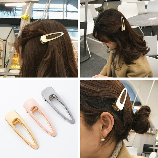 Personality retro style brushed metal hairpin bangs clip