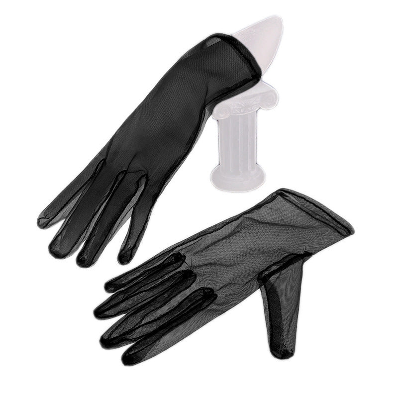 Elegant Black Silk Short Gloves Bud Silk Yarn Gloves