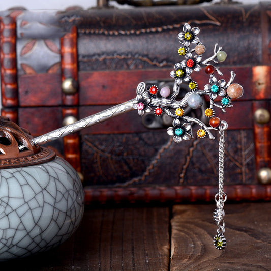 Ancient silver branch hairpin