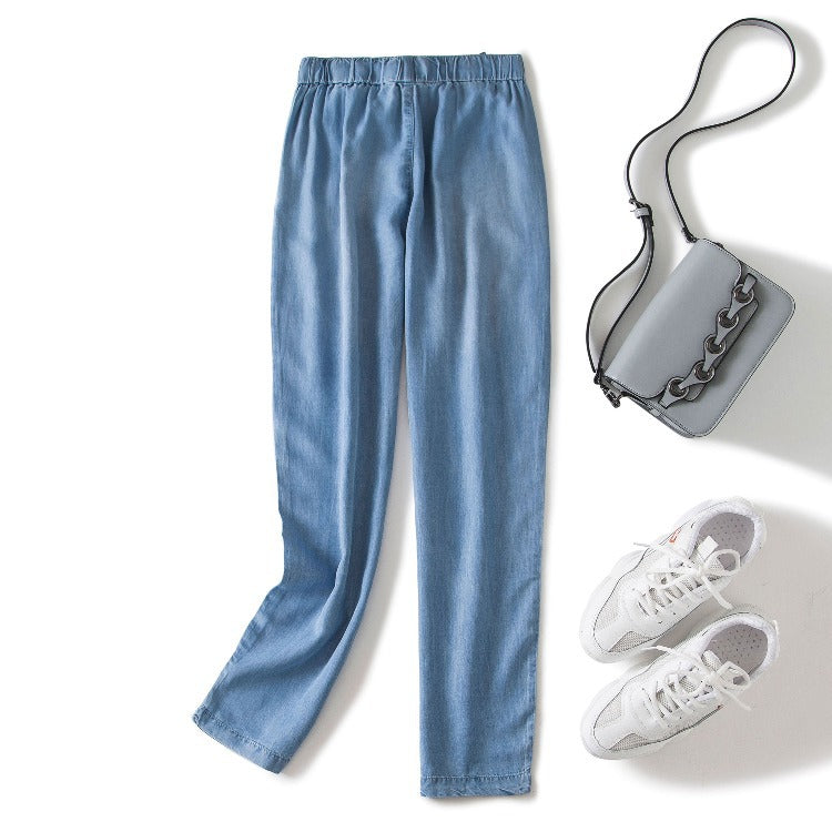 Cool denim casual little foot radish Harun pants