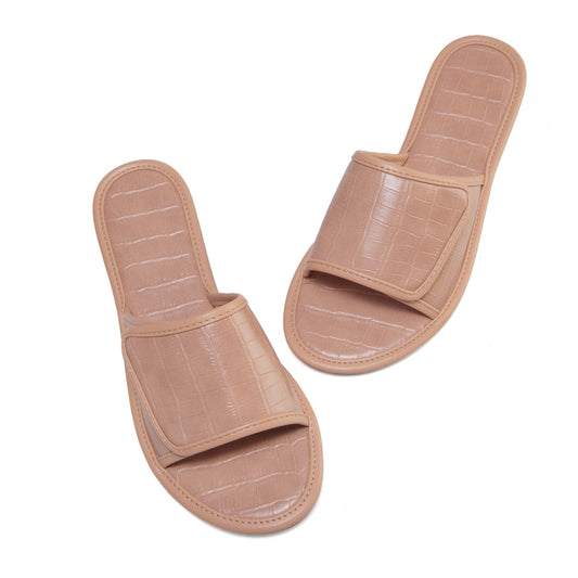 Stone Pattern One-Step Sandals and Slippers With Velcro Flat Slippers