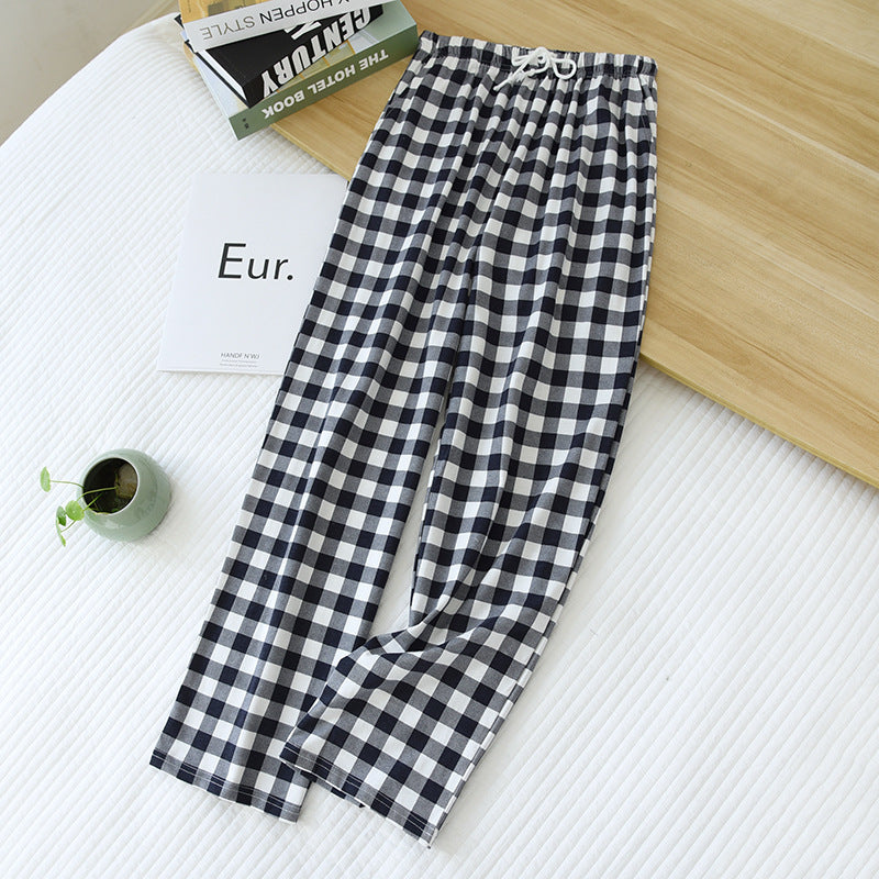 Women's Men's Knitted Plaid Pajama Pants