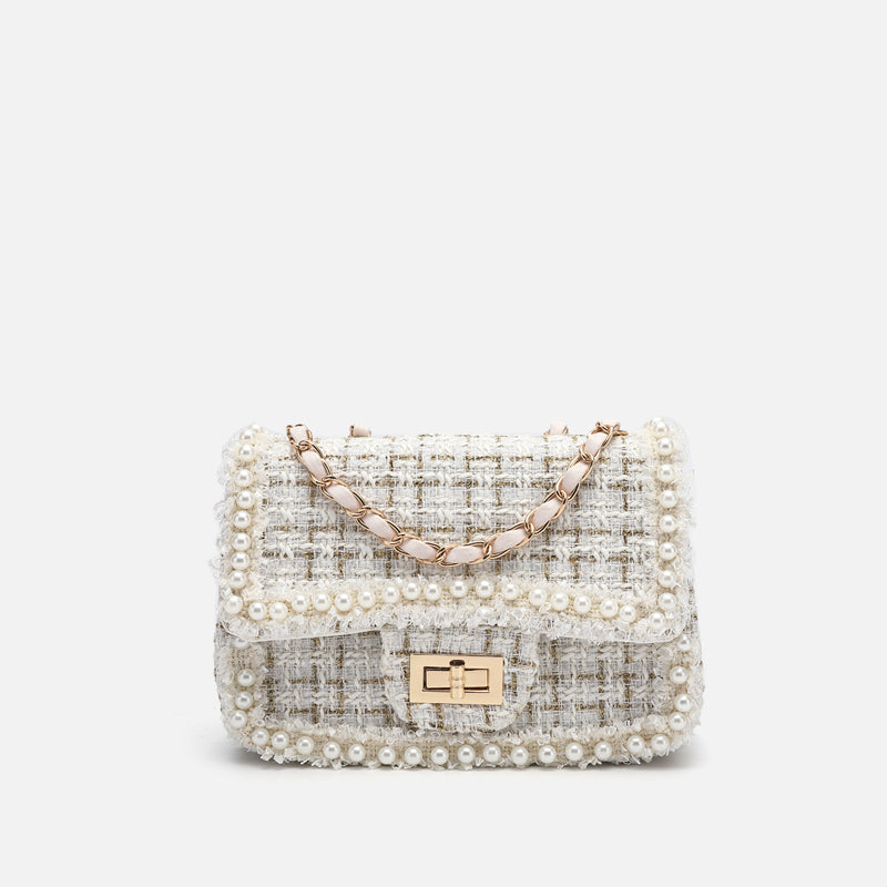 Pearl messenger small square bag