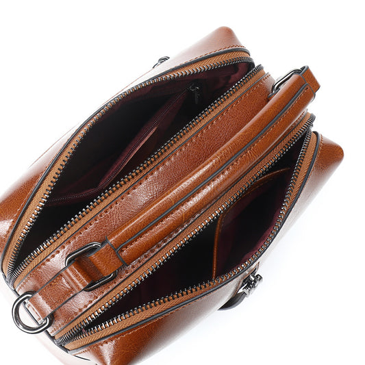 Leather casual fashion oil wax leather bag