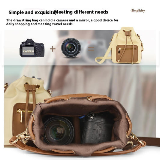 Drawstring Micro Single Camera Shoulder Bucket Bag