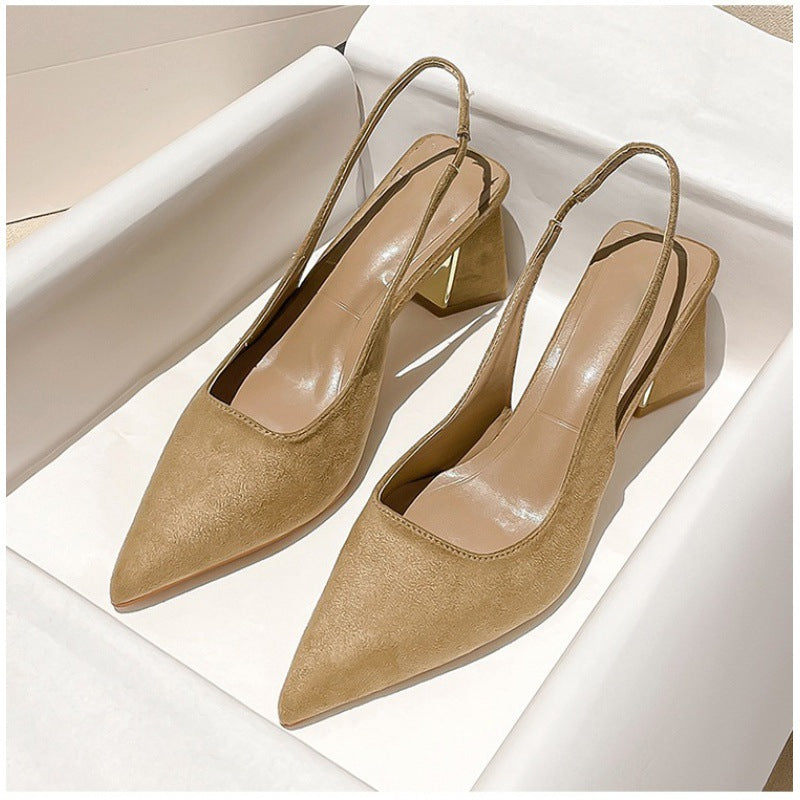 Fishbill Thick Heel Shoes Hollow Toe