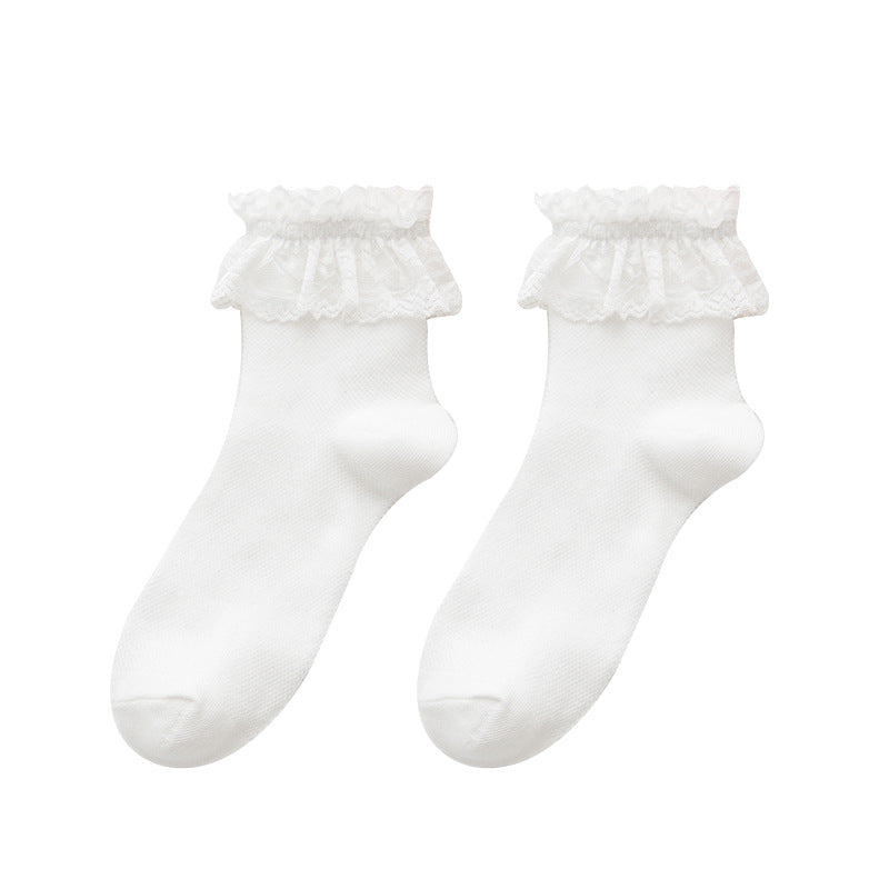 Mid-tube Socks Women's Japanese Mesh Lace