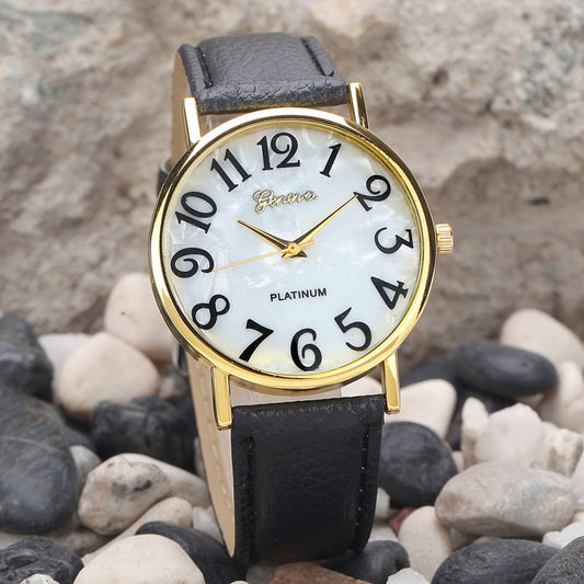Marble Belt Watch Fashion Geneva Watch Shell Face Casual Watch For Men And Women