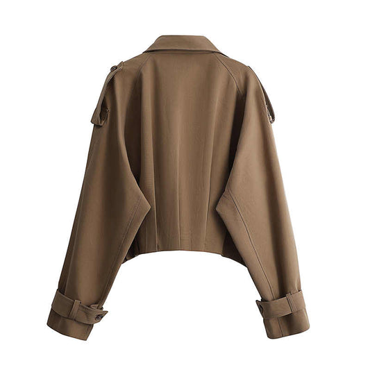 Women's Loose Retro Double Breasted Short Trench Coat