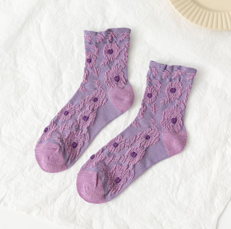 Ladies in tube socks retro small flower tube pile pile socks