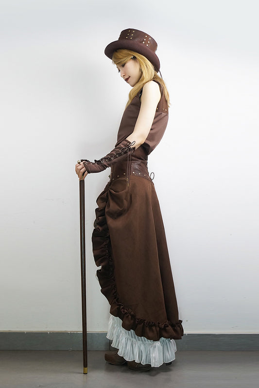 Steam drawstring drawstring retro half finger sleeves