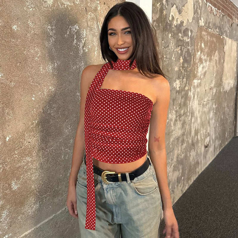 Fashionable Printed Slim-fit Patchwork Tube Top