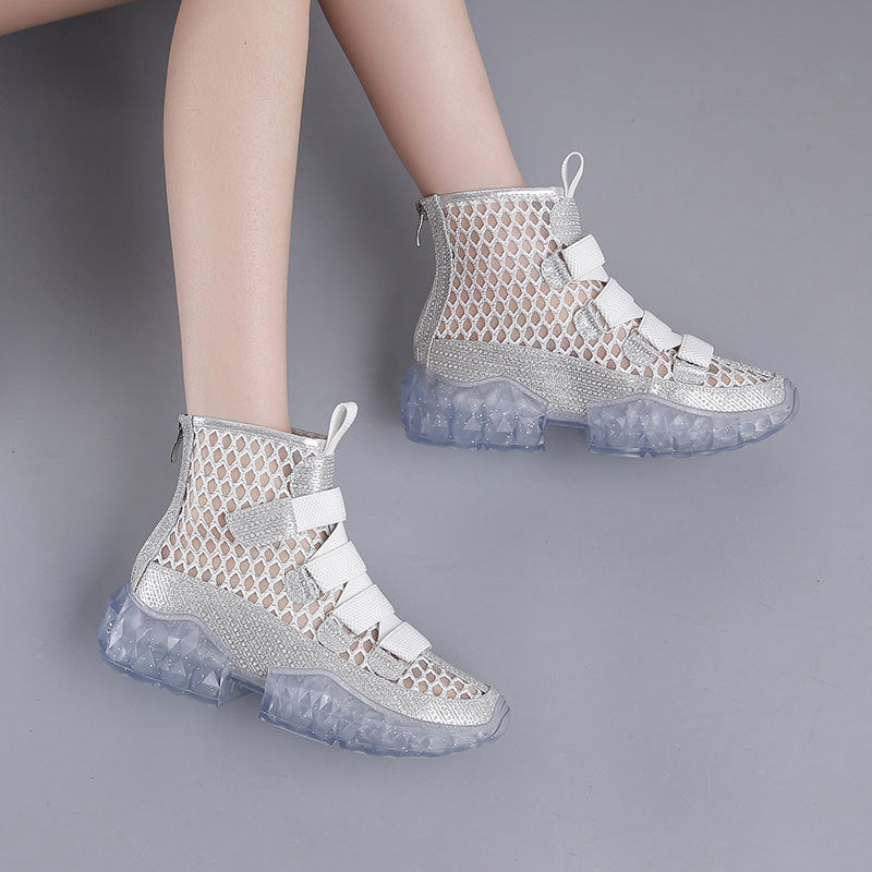 Velcro mesh hollow boots
