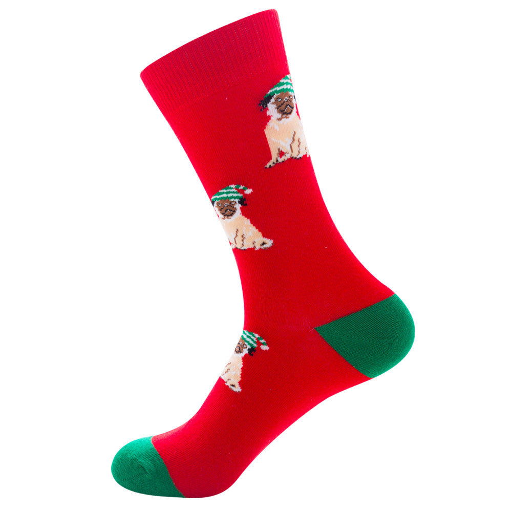 Christmas Tree Snow Elk Gift Cotton Happy Socks