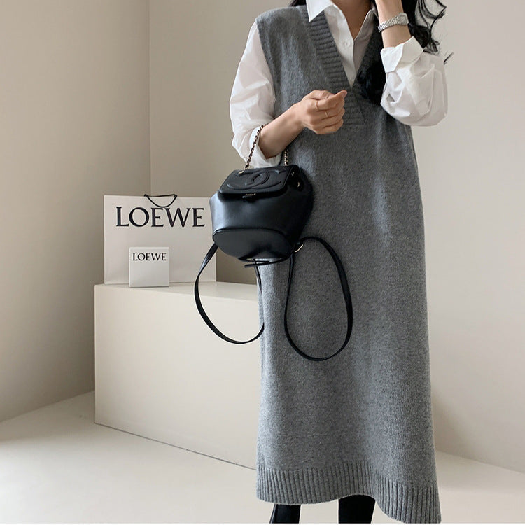 Intellectual Wool Sleeveless Knit Dress Thicken