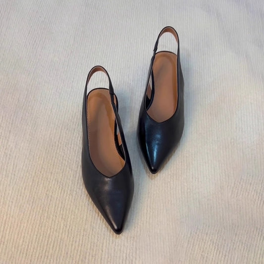 Ensfarvede Retro Spidse Sandaler til Kvinder
