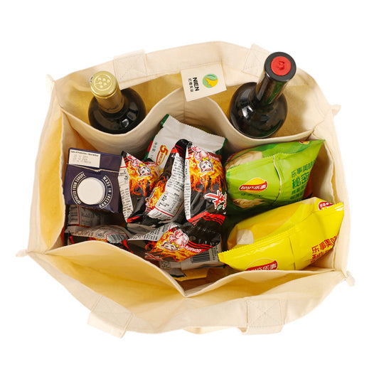 Cotton Split Shopping Supermarket Fruit And Vegetable Portable Canvas Bag