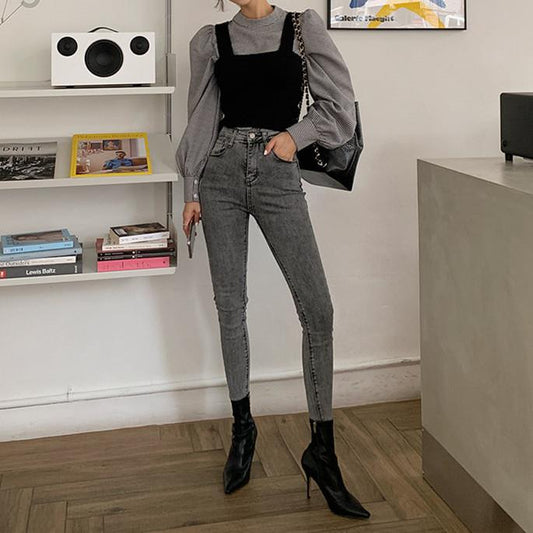 Fashion distressed white skinny jeans