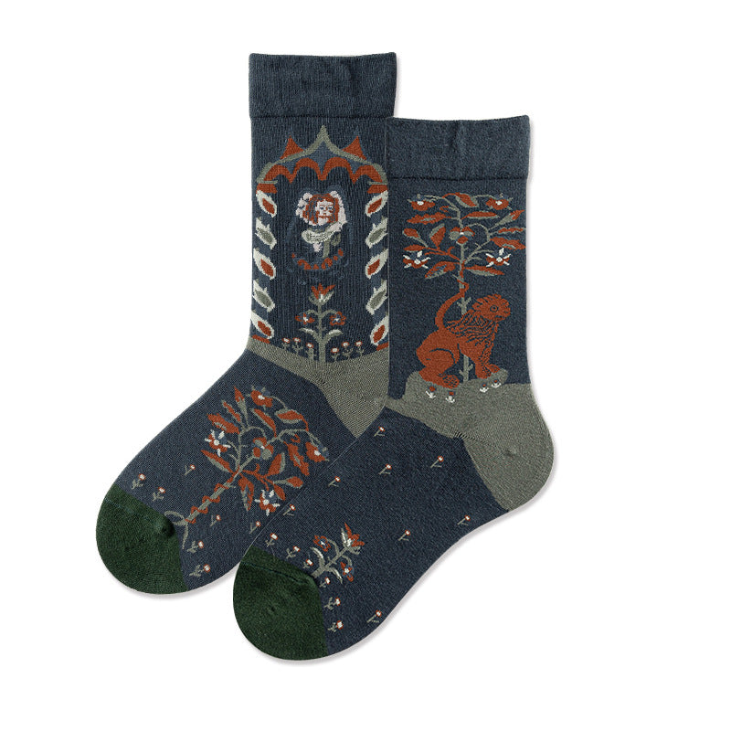 Literary Women Stockings Trend Illustration Color Socks