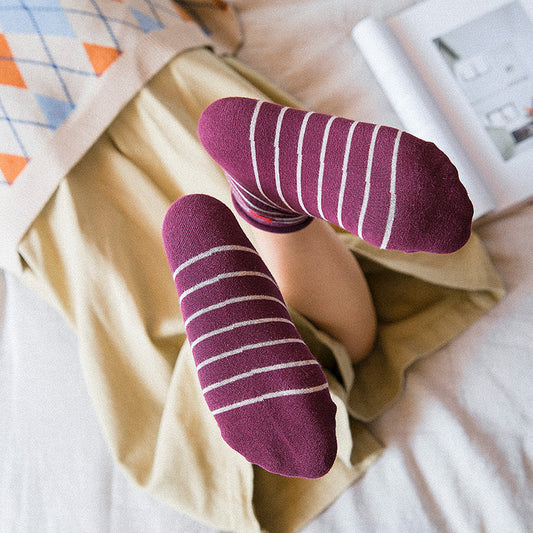 Love stripe curling in the tube socks cotton socks pile socks