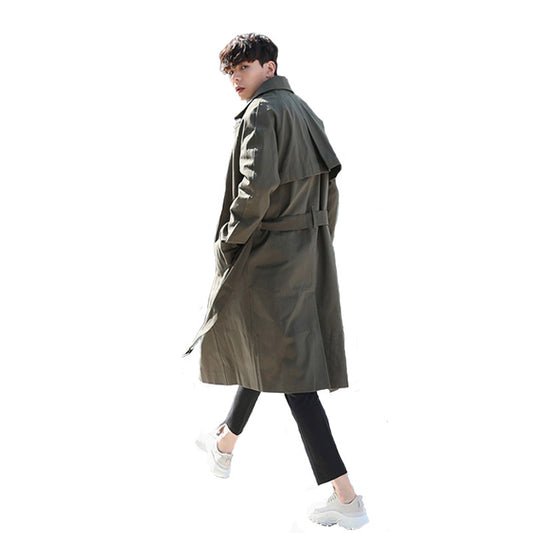 All-match solid color lapel trench coat