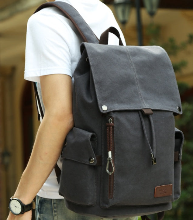 Korean men's backpack, leisure backpack, travel computer bag, men's canvas schoolbag