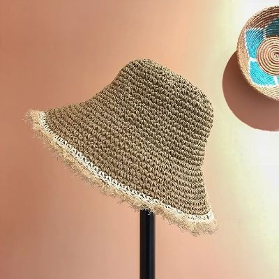 Women's Straw Hat Woven Raw Edge Shade Fisherman Tide All-match
