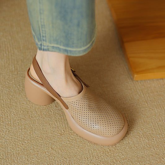 Closed Toe Platform Hollow-out Sandals Women's Round Toe
