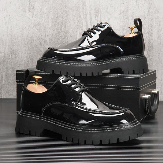 Men's Retro British Style Casual Shoes With Inner Heightening Thick Sole