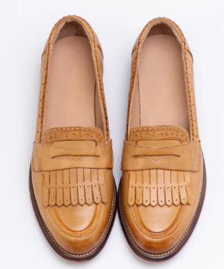 Preppy-stil kvast-broguesko med rund tå - alsidige lædersko i japansk stil