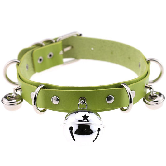 Sexy Harajuku Handmade Gothic Choker trend punk Leather Collar belt Necklace with bells club party goth jewelry wholesale