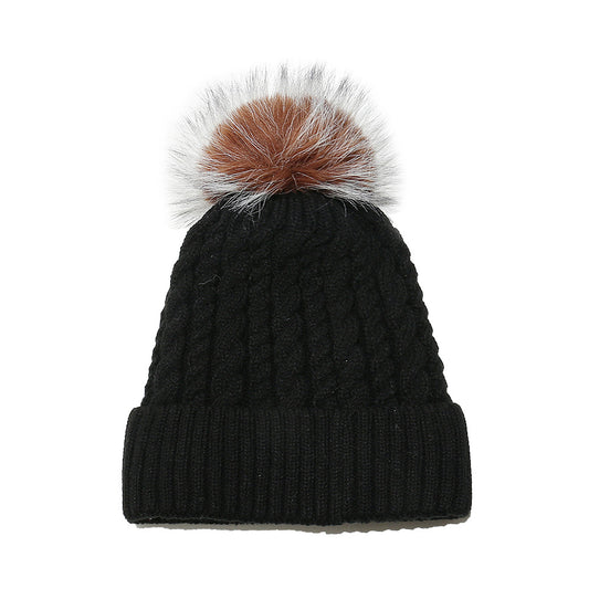 Fleece Lined Padded Warm Keeping Solid Color Woolen Hat