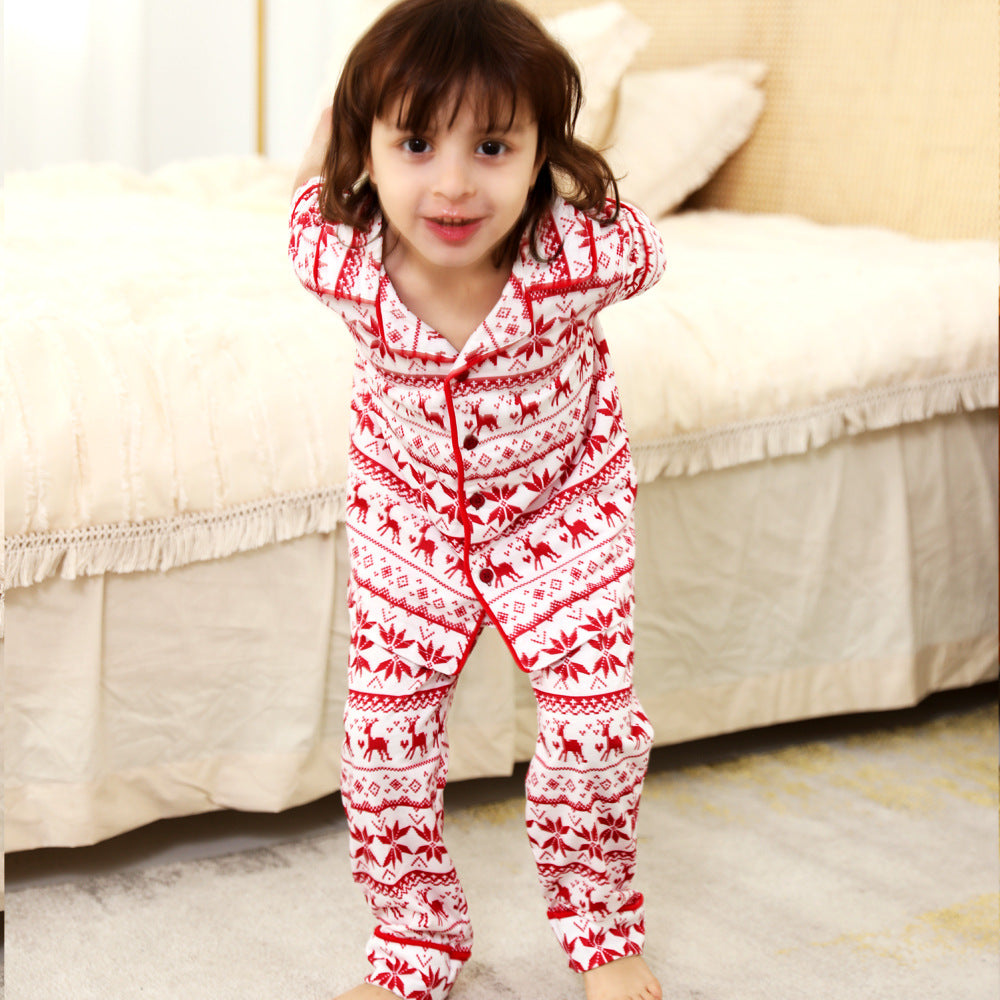 Printed Round Neck Color Matching Parent-child Suit