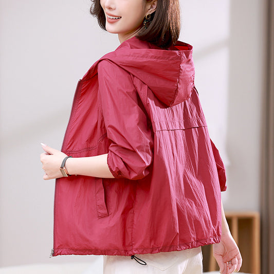 Solid Color Breathable Sun Protection Clothing Coat For Women