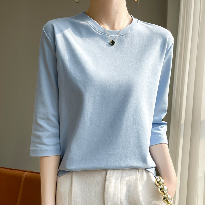 Mid-sleeve Bottoming Shirt Outer Wear Half-sleeve T-shirt Top