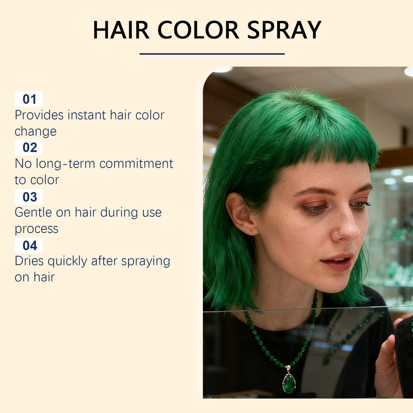 Green Temporary Hair Spray For A Cool Stylish Look With Natural Even Color That Lasts