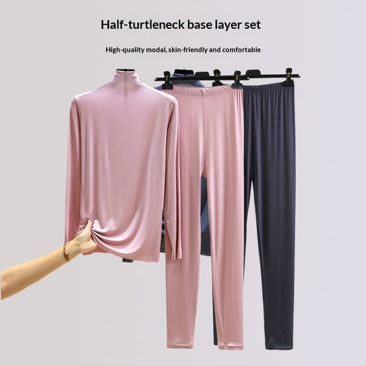 Long Sleeve Modal Semi-high Neck Base Set