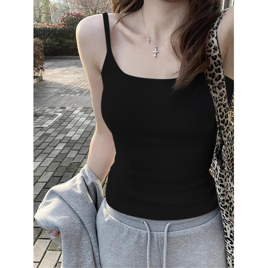 Womens Versatile Tank Top With Detachable Chest Pads And Adjustable Straps