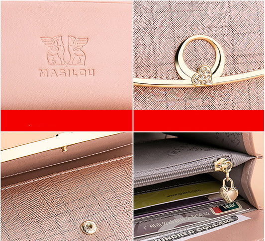 Women's Wallet Leather Tri-Fold Wallet Long Wallet Large Capacity Clutch