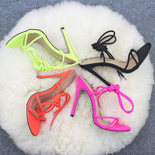 Lace-up high-heeled sandals women's shoes