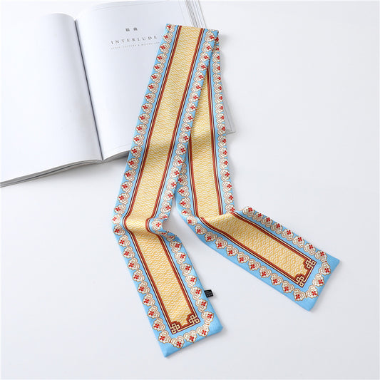 Narrow Long Silk Scarf Female Print Small Scarf Small Streamer Scarf