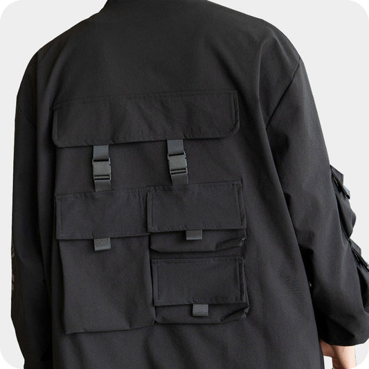 Three-dimensional Multi-pocket Functional Wind Reflective Printing Jacket Men