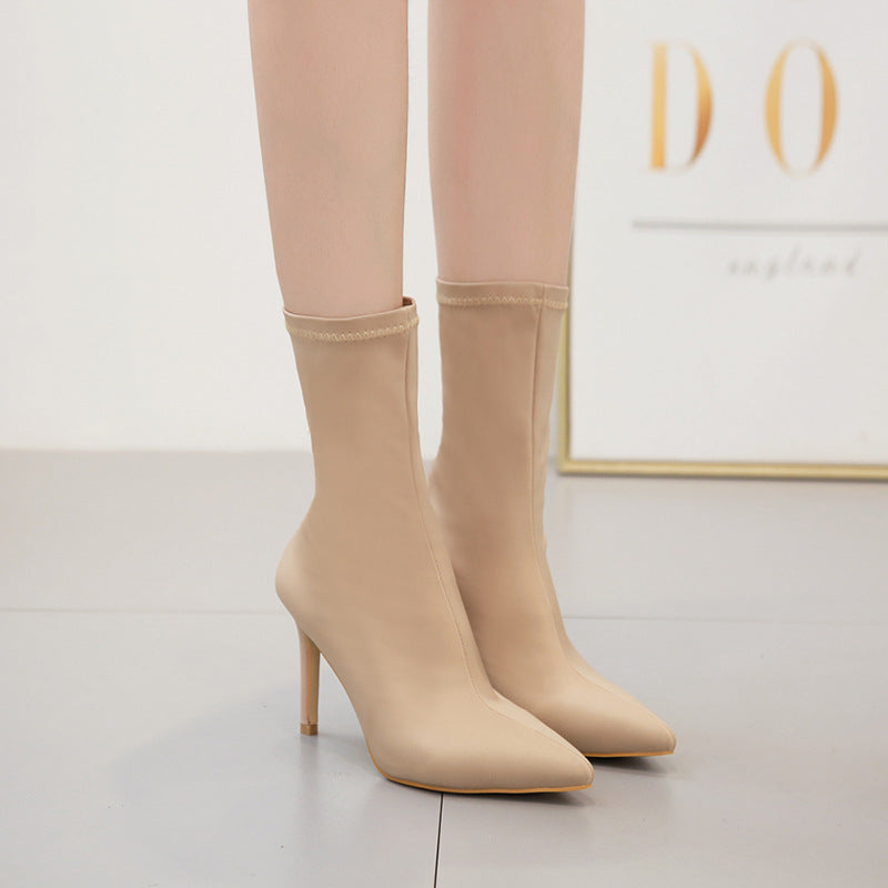 High-Heeled Ankle Boots Thin Thin Boots Wild Socks Boots Tide