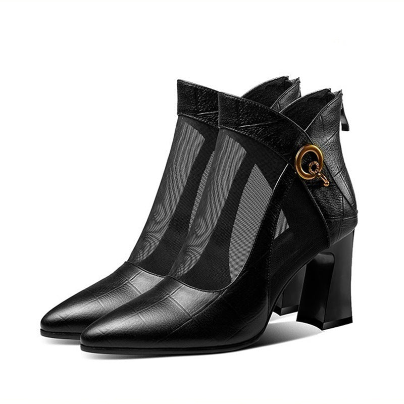 Pointed Toe Mesh Sandals European And American Sexy Hollow