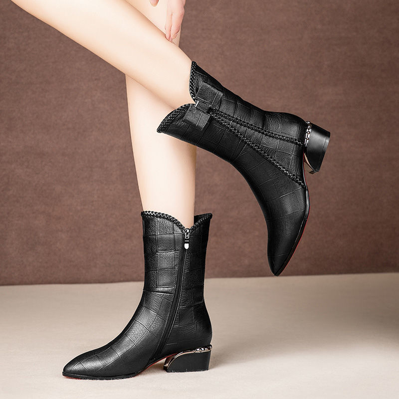 Fashion All-match Thick-heeled Martin Boots