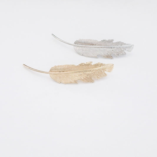Feather Hairpin Antique Clip Headdress Back Head Hairpin Bangs Elegant Retro Leaves