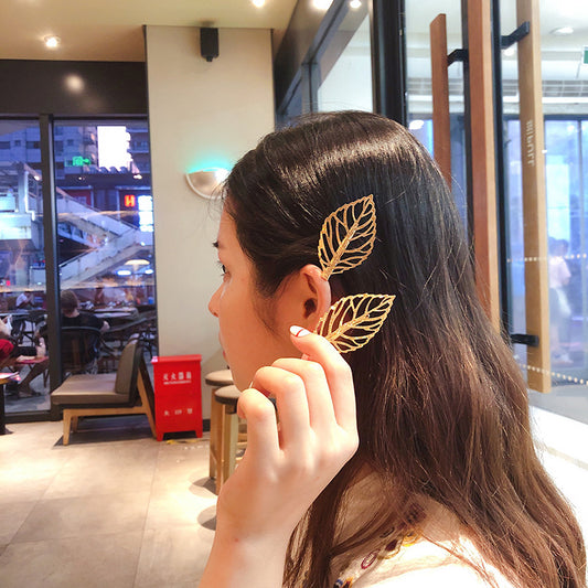 European And American Retro Hollow Leaf Clip Side Clip