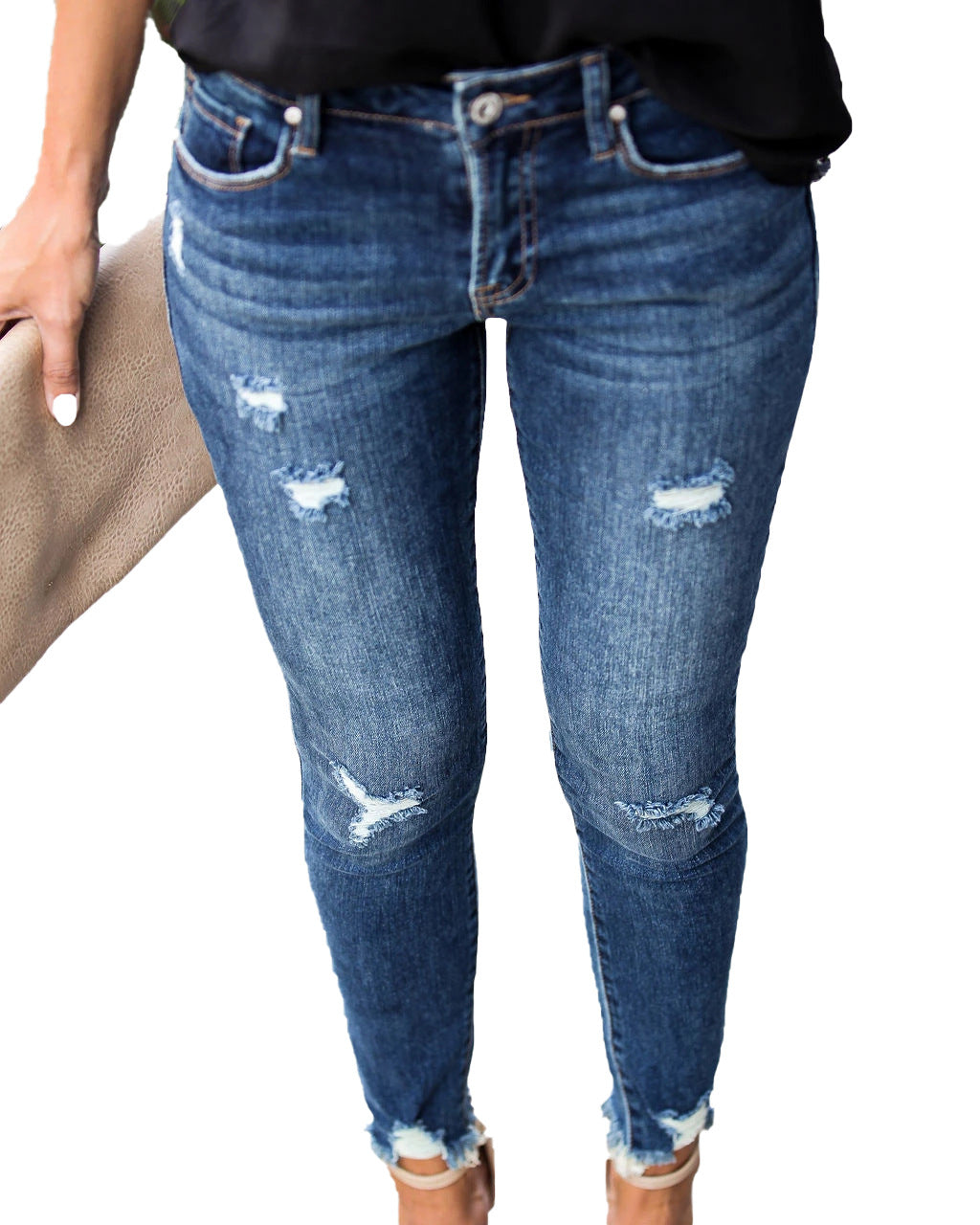Slim-Fit Jeans With Ripped Trousers And Raw Edges