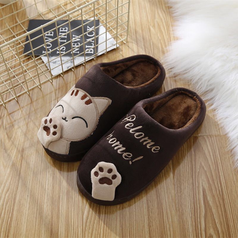 Women Winter Home Slippers Cartoon Cat Shoes Soft Winter Warm House Slippers Indoor Bedroom Lovers Couples